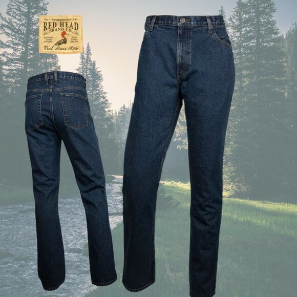 Rugged Men's Heavy Cotton Redhead Classic Fit Denim Blue Durable Outdoor Jeans - Picture 4 of 6